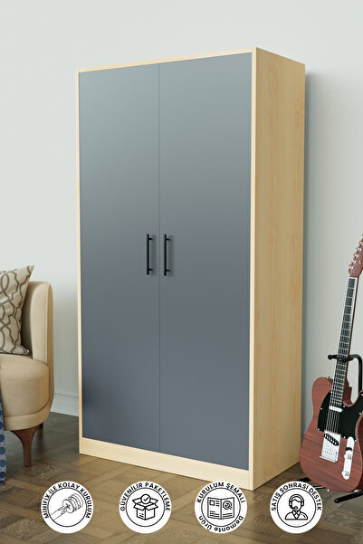 Hediyeler Kapında Calista Gardırop 5 Raflı 2 Kapaklı Askılı Elbise Dolabı