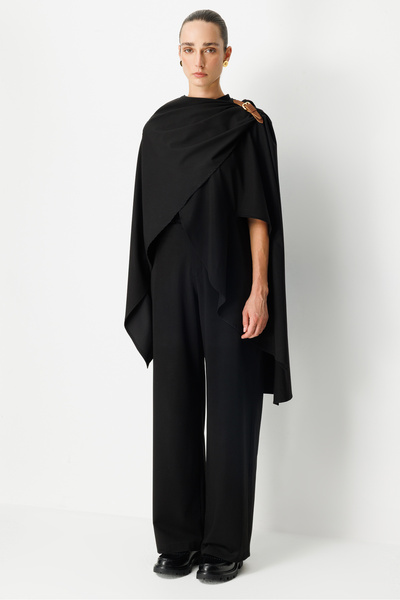 Wabi Sabi Mayfair Siyah Kadın Pelerin Ceket