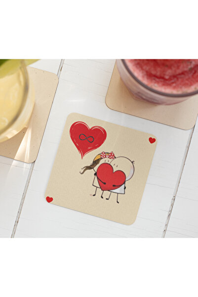 Nino Store قاعدة كوب هدية مربعة مطبوعة بتصميم 'رجل القمامة' و'الحب الزوجي' لع...