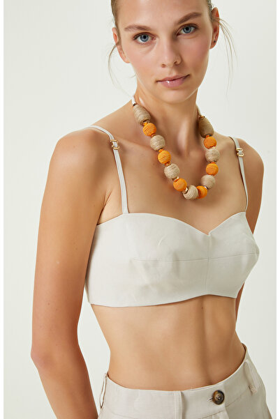 Network Askılı Bej Keten Büstiyer