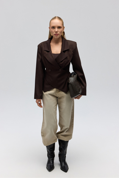 MAI STUDIOS CO. Norbury Triangle Λεπτομέρεια Καφέ Blazer