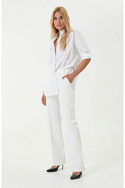 Network Sırtı Pencere Detaylı Pamuklu Beyaz Gömlek