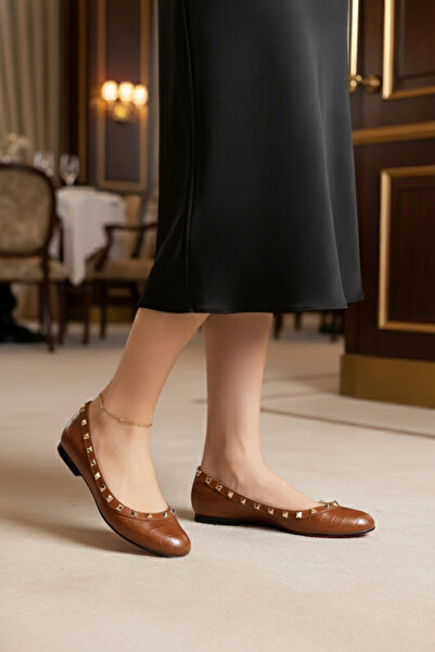 Extra Shoes İstanbul حذاء نسائي مسطح يومي من تابا بتفاصيل جلد التمساح