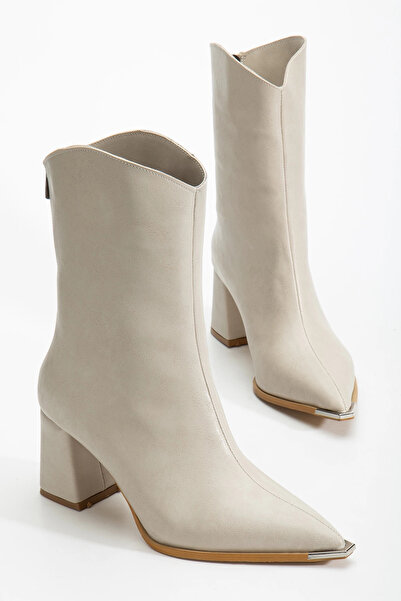 bakacstore Γυναικείες μπότες με μεταλλική λεπτομέρεια με μυτερή μύτη με φερμουάρ στην πλάτη