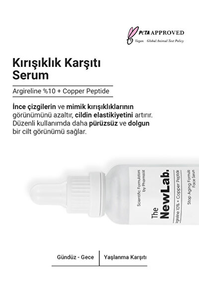 The NewLab Yaşlanma, Kaz Ayakları & Kırışıklık Karşıtı Peptit Yüz Serumu 30 ml (10% ARGİRELİNE PEPTİDE)