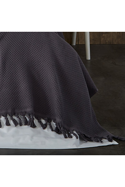 Calista home 100% Cotton Pique Summer/Winter Can Be Used in 4 Seasons Soft Waffle Honeycomb Pique Double Size Anthracite
