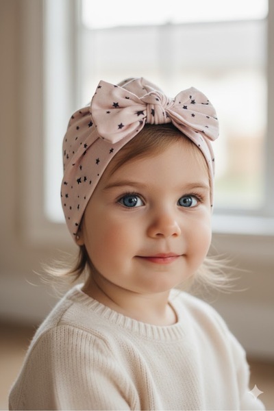 Babygiz Kız Çocuk Pudra Gri Renkli Penye Fiyonk Bone Bere