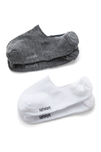 Network Gri Beyaz 2li Kadın Bambu Çorap Seti