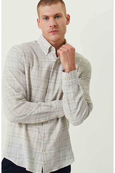 Network Ekru Ekose Gömlek