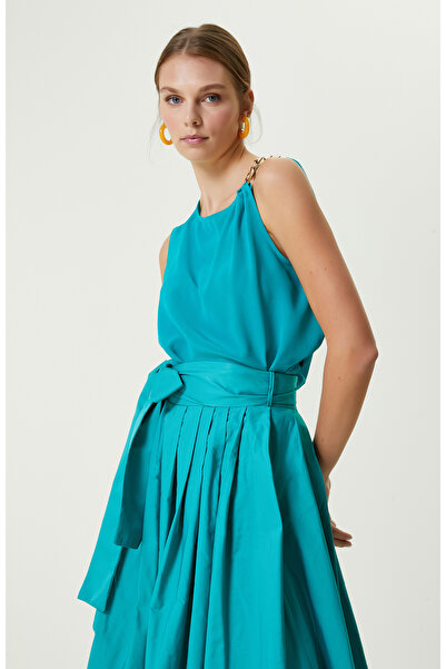 Network Limited Yeşil Aksesuar Detaylı İpek Bluz