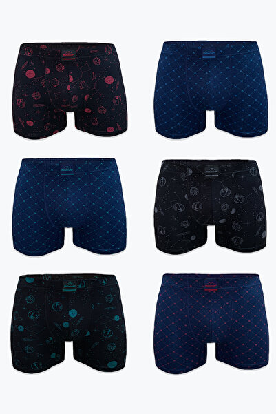 Malabadi Ανδρικό μπόξερ 6 τεμαχίων με σχέδια Premium Collection Modal Boxer 6M251