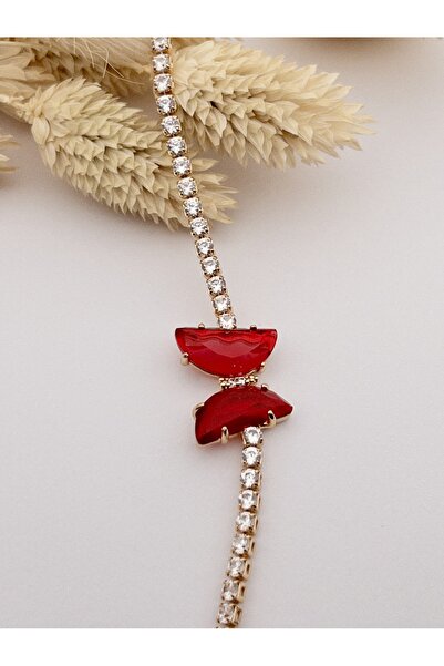 Siya Silver سوار نسائي على شكل فراشة بأحجار مستديرة - لون ذهبي