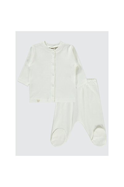 Civil Baby Plain 1-6 Month Pajama Set - Ecru 1-3 Months