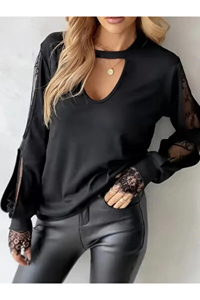 ARONA Women's Long Sleeve Drop Detail Viscose Two Thread Blouse