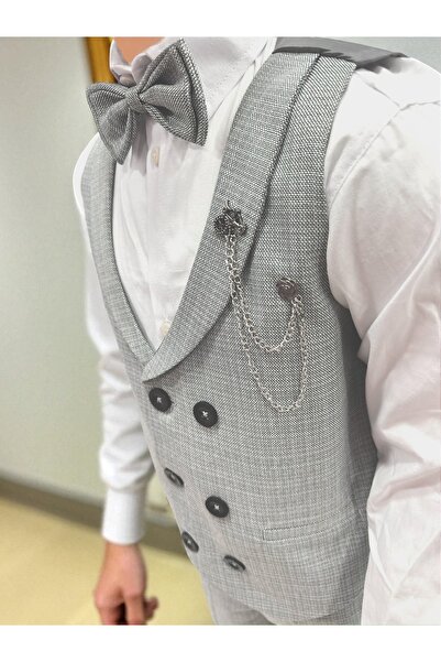WENA KİDS Children's Vest Suit Shirt set GRAY
