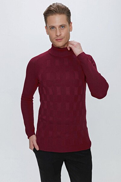 Efor TR 852 Slim Fit Bordo Klasik Triko