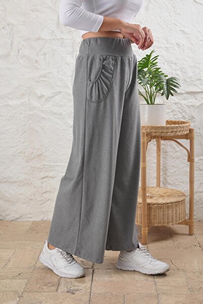 ESPİNA Women's High Waist Wide Leg Knitted Pants with Pockets – Soft Quality