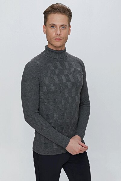 Efor TR 852 Slim Fit Antrasit Klasik Triko