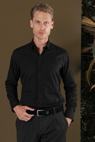 Efor GK 700 Slim Fit Siyah Klasik Gömlek