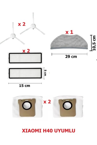 LİN GRUP Σετ ανταλλακτικών συμβατό με ηλεκτρική σκούπα Xiaomi H40 - φίλτρο/σα...