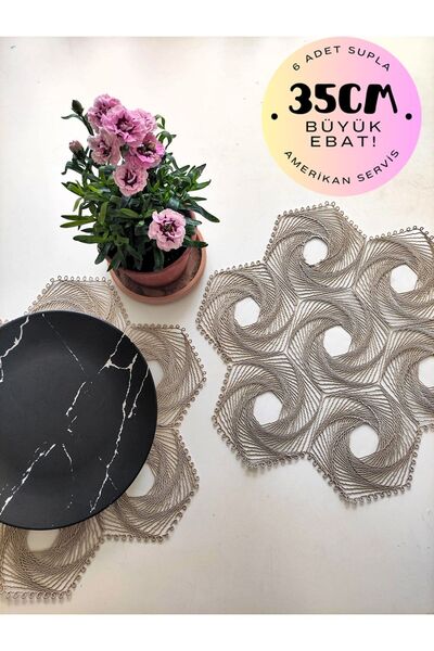 Çt Çeyizci Tekstil Supla Kahve Amerikan Servis 6lı Supla, 6 Adet Supla, 6lı T...