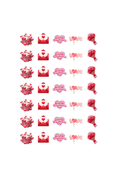 Bimotif Sevgililer Gününe özel şekilli sticker seti, 35 adet