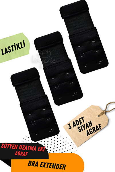 red iç giyim (3 ADET) Kadın 2’li Kanca Siyah Lastikli Sütyen Uzatma Kopçası A...