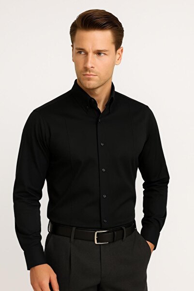 Efor GK 691 Slim Fit Siyah Klasik Gömlek