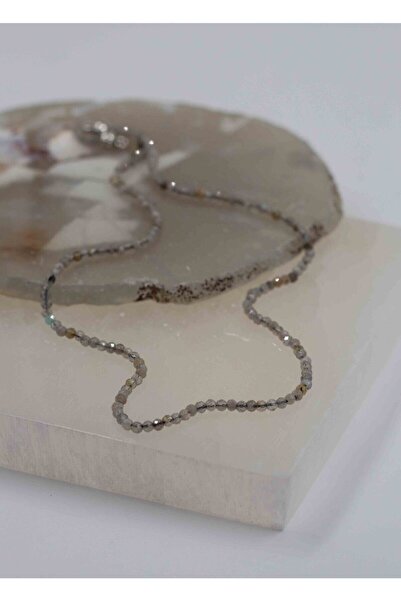 Mucize Taş Labradorit Taşı Doğaltaş Ince Kolye 2 Mm