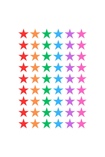 Bimotif Karışık renkli yıldız sticker seti, 54 adet