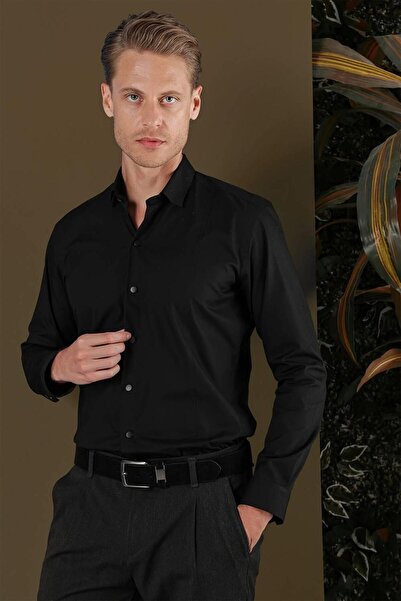 Efor GK 700 Slim Fit Siyah Klasik Gömlek