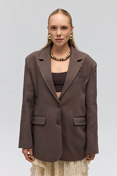 BOHEMAİ Symi Geniş Kesim Basic Kahve Blazer