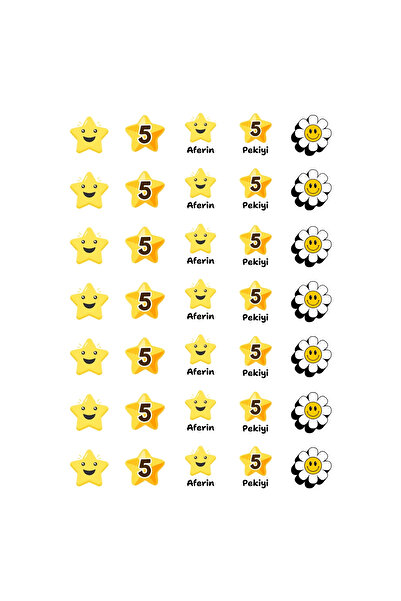 Bimotif Öğrenci değerlendirme amaçlı şekilli sticker seti, 35 adet