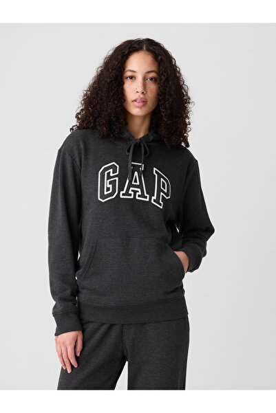 GAP Kadın Koyu Gri Logo Fleece Sweatshirt