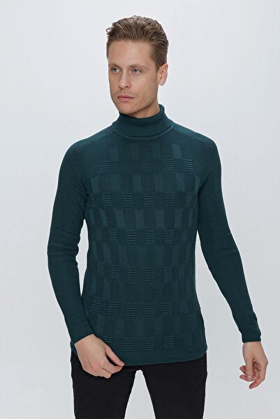 Efor TR 852 Slim Fit Zümrüt Yeşil Klasik Triko