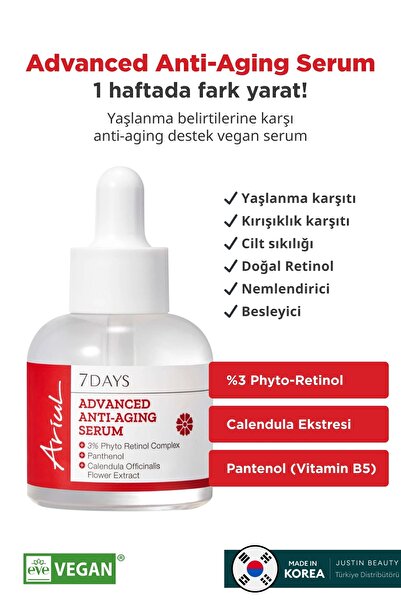 Ariul 7 Days Advanced Anti-Aging Serum 20ml - %3 Fito Retinol Kompleks Yaşlanma Karşıtı Vegan Serum