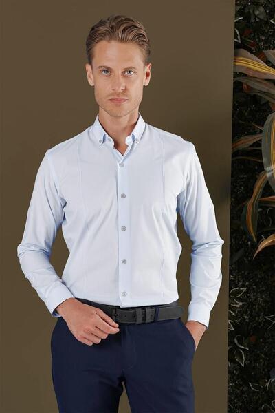 Efor GK 691 Slim Fit Mavi Klasik Gömlek