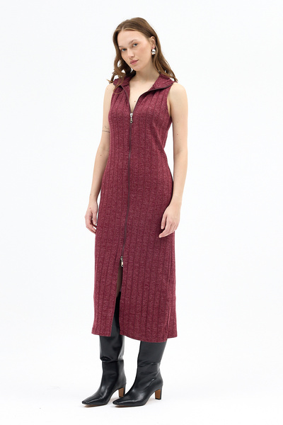 Rays 8152A Rochie cu fermoar frontal Burgundy