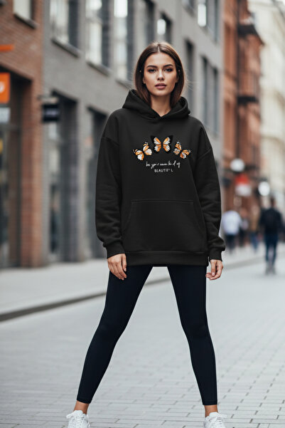 UNCİA OUTDOORS Γυναικείο φούτερ με κουκούλα και στάμπα πεταλούδας 3 τεμαχίων