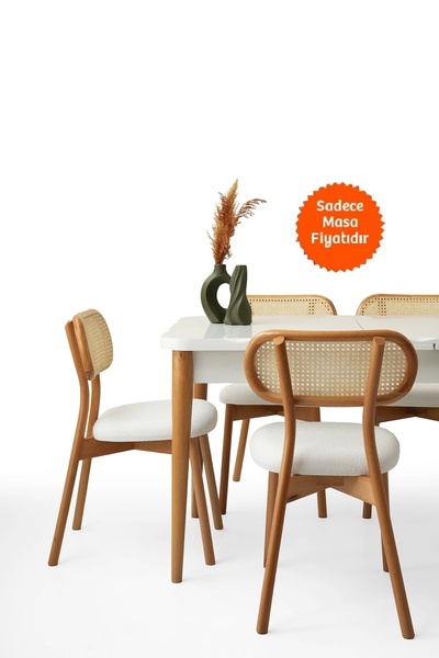 Evistro Kelebek Ortadan Açılır Büyüyen Yemek Masası Beyaz 90x160cm