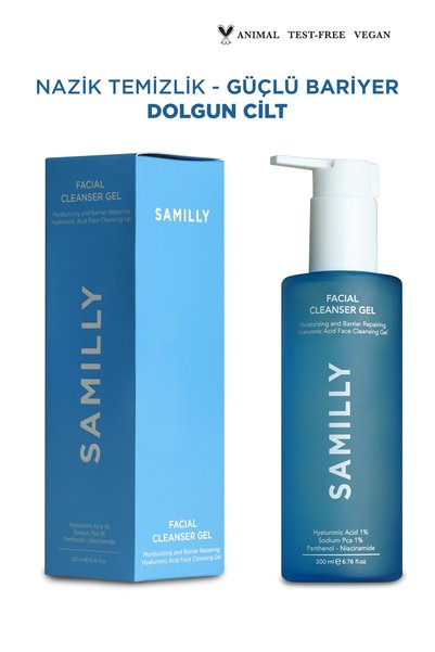 SAMILLY Moisturizing and Barrier Repairing Facial Cleansing Gel 200 ml |   Hyaluronic Acid, Ceramide, Panthenol |   For All Skins