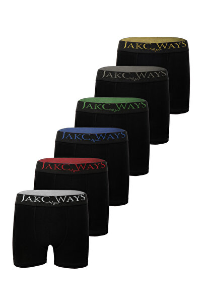 JAKC WAYS Boxeri pentru bărbați, negri, 6 piese, din bumbac premium, flexibili