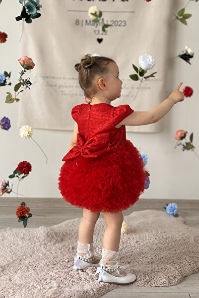 ALYRA Kız Bebek Elbise Kısa Kollu Tüllü Tütü Özel Gün Parti Doğum Günü Düğün Prenses Kız Çocuk Elbise