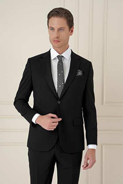 Efor Tk 2021 Slim Fit Klasik Mono Yaka Klasik Siyah Takım Elbise