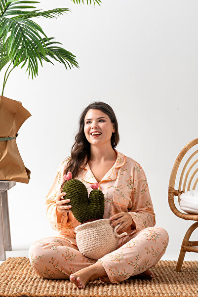 nisaNCa Long Sleeve Shirt Collar Women's Pinterest Pajama Set - Seasonal Women's Pajamas- Plus Size Range