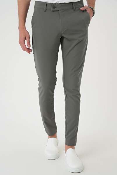 Efor Slim Fit Yan Cepli Düz Esnek Casual Su Yeşili Pantolon P 1144