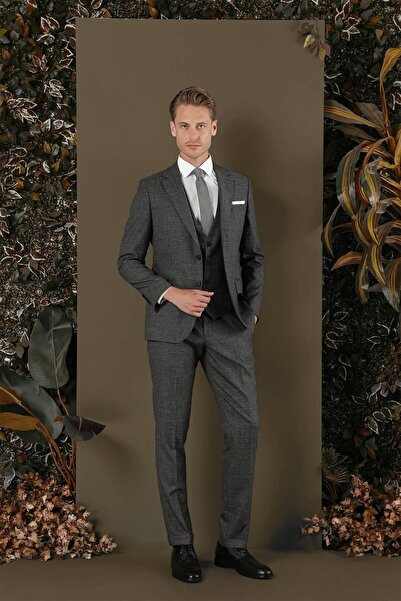 Efor TK 880 Slim Fit Antrasit Klasik Takım Elbise