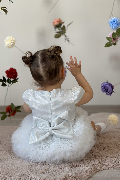 ALYRA Kız Bebek Elbise Kısa Kollu Tüllü Tütü Özel Gün Parti Doğum Günü Düğün Prenses Kız Çocuk Elbise