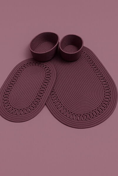 MaVaux Terra 4-Piece Bathroom Set – 2 Oval Mats & 2 Oval Baskets, Natural Rope Weaving, Handmade - Premium