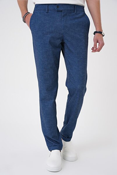 Efor Comfort Fit Kırçıllı Beli Lastikli Gece Mavisi Jogger Pantolon P 1176